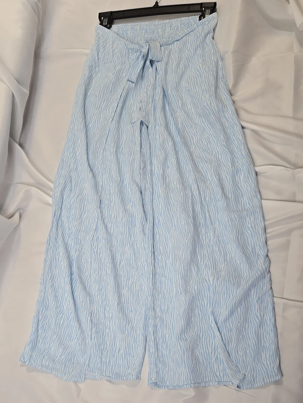 Light Blue Wide Leg SWIM COLLECTION Tie-Waist Pants M NWT